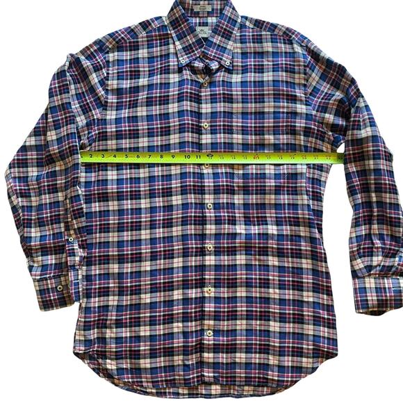 Peter Millar Shirt Mens M Blue Red Checks Flannel Button Down Long Sleeve Cotton - Picture 5 of 6